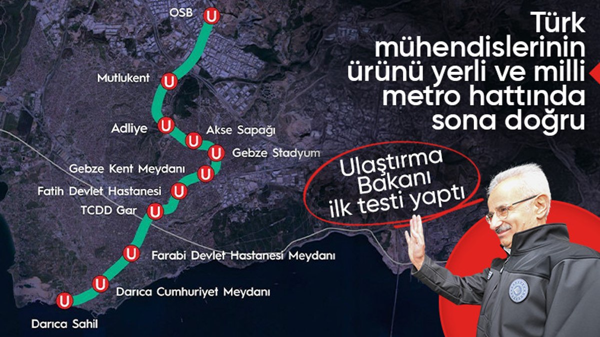 Abdulkadir Uraloğlu, Gebze OSB-Darıca Metro Hattı’nın ilk test sürüşünü yaptı