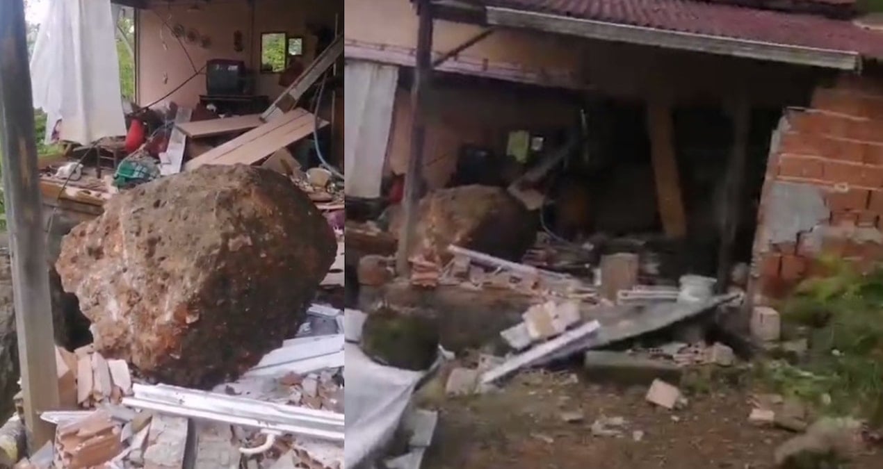 Rize’de heyelan: Kayalar evi kullanılamaz hale getirdi